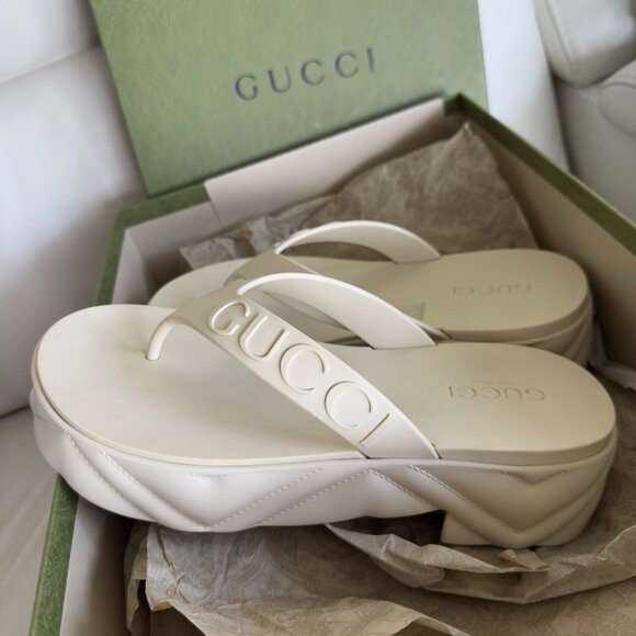 NEW WOMEN'S THONG PLATFORM SANDALS SHOES SZ 40 White - Picture 4 of 9